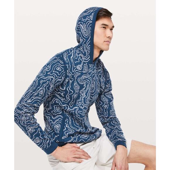 Lululemon | Men | Geo Knit Poseidon Silver Slate Active Travel Hoodie | Medium - Picture 13 of 13